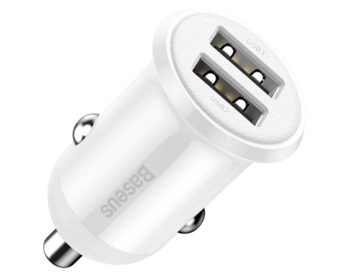ACCBAS0040 Baseus Grain Pro Car Charger Dual USB 4.8A White CCALLP-02 - Image 1