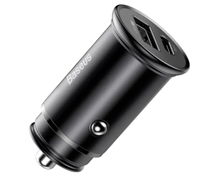 Baseus Circular Metal PPS Quick Car Charger 30W CCYS-C01 - Image 1