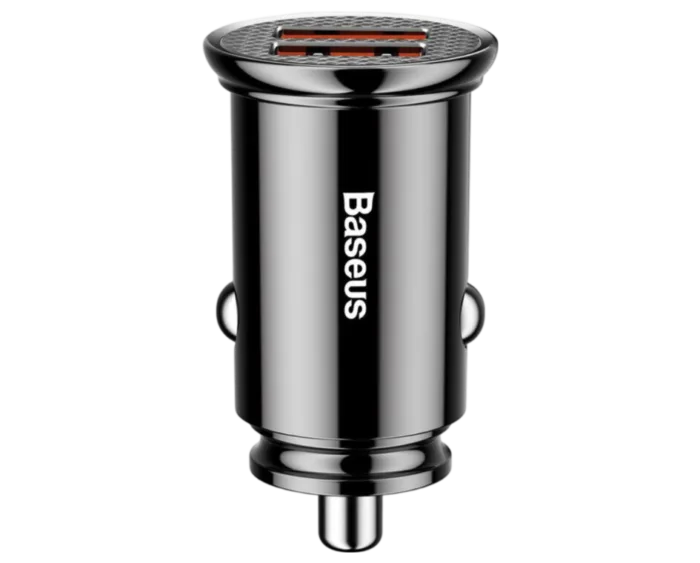 Baseus Circular Plastic A+A 30W DUAL QC 3.0 Quick Car Charger Black CCALL-YD01 - Image 1