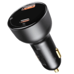Baseus 100W Supreme Digital Display PPS Dual Quick Charger Car Charger With Type-C to Type-C 100W 1m