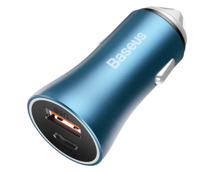 Baseus U+C 40W Golden Contactor Pro Dual Quick Charger Car Charger with Type-C to Lighting 1M Cable - Image 1