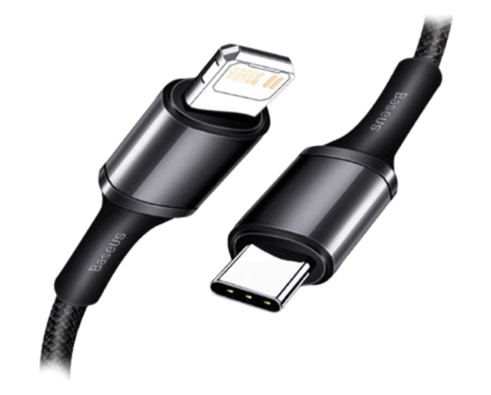 Baseus High Density 1M 20W Braided Fast Charging Data Cable Type-C to iP PD Black - Image 1
