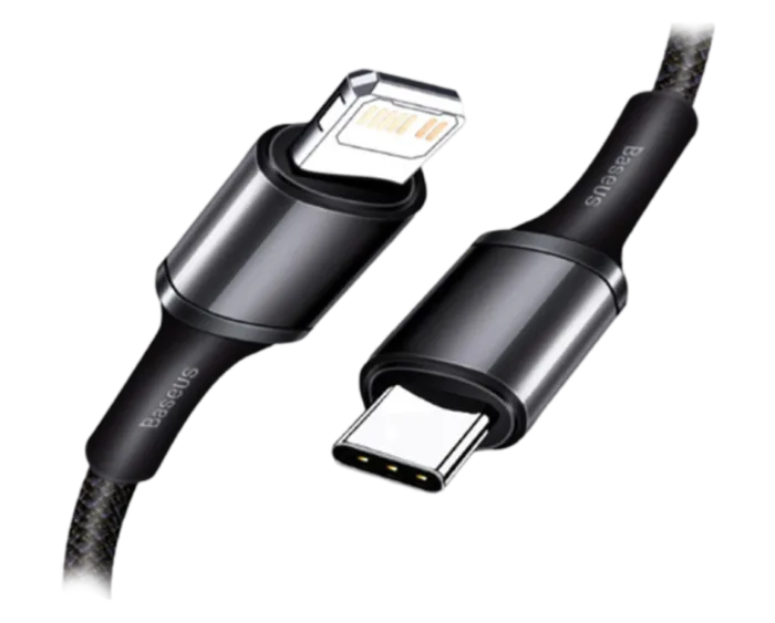 ACCBAS0049 Baseus High Density 1M 20W Braided Fast Charging Data Cable Type-C to iP PD Black - Image 1