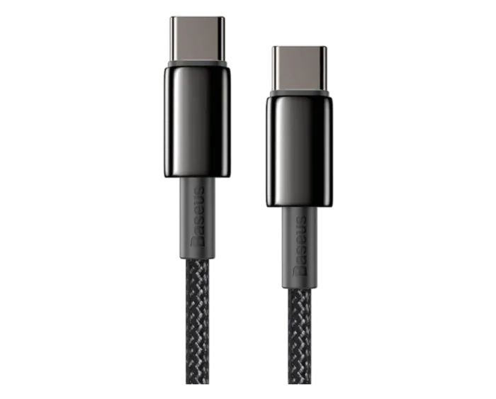 ACCBAS0051 Baseus Tungsten Gold 2M Fast Charging Data Cable Type-C to Type-C 100W Black - Image 1