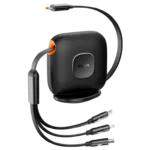 Baseus Traction Series Retractable 3-in-1 Fast Charging Cable Desktop Organizer Type-C to M+L+C 100W 1.7m Black