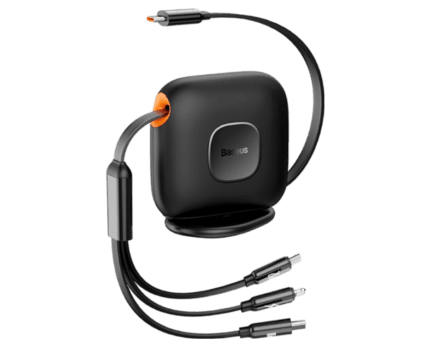 Baseus Traction Series Retractable 3-in-1 Fast Charging Cable Desktop Organizer Type-C to M+L+C 100W 1.7m Black