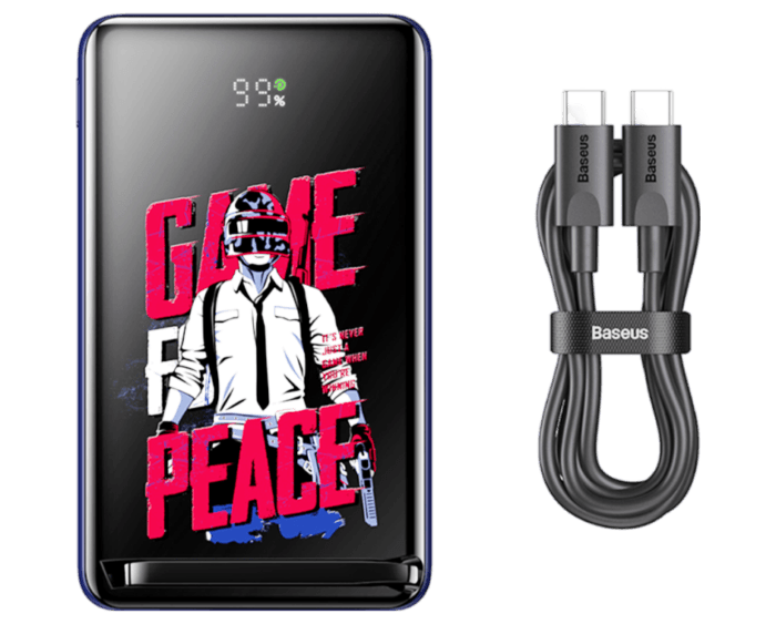 Baseus 10000mAh 20W Wireless Kickstand Magnetic Bracket (Game for Peace) Fast Charge Power Bank Blue Cable Type-C to Type-C 60W - Image 1