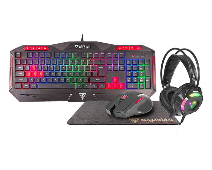Gamedias Poseidon M2 4 In 1 Combo Keyboard Mouse Headset With Pad