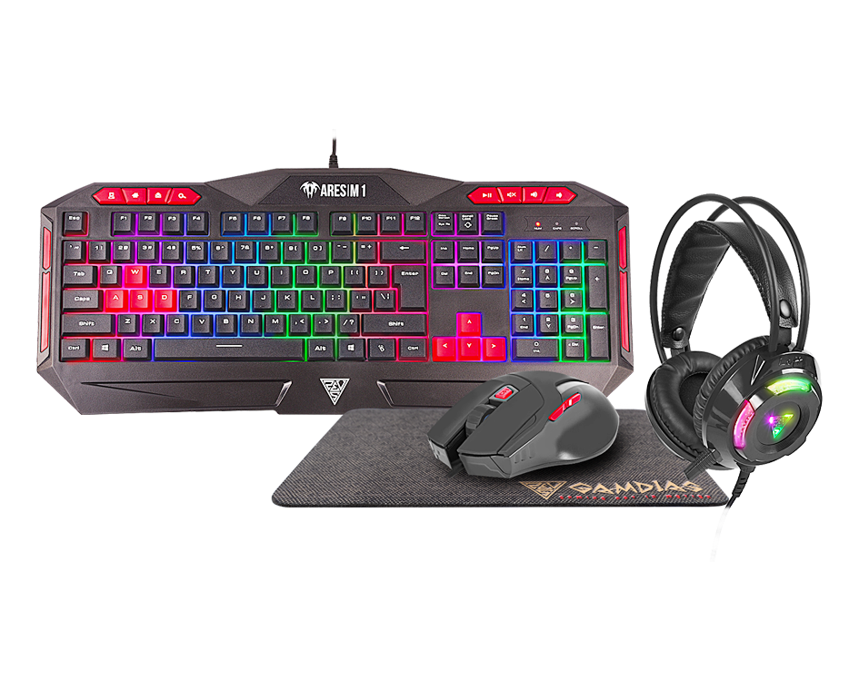 Gamedias Poseidon M2 4 In 1 Combo Keyboard Mouse Headset With Pad