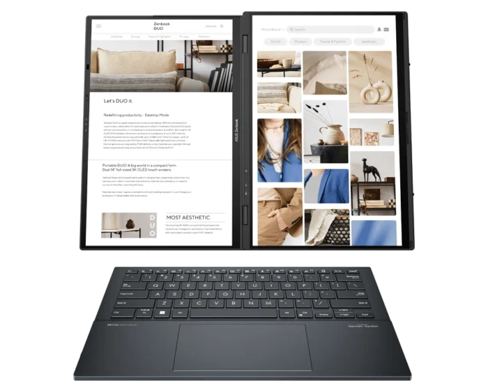 ASUS Zenbook DUO 14 OLED UX8406CA - PZ229WS(Intel® Core™ Ultra 9 Processor 285H/32GB RAM DDR5X/1TB M.2 NVMe™ PCIe® 4.0 SSD/14.0-inch, 3K (2880 x 1800) OLED /Microsoft Office Home & Student 2024/Windows 11 Home) - Image 1