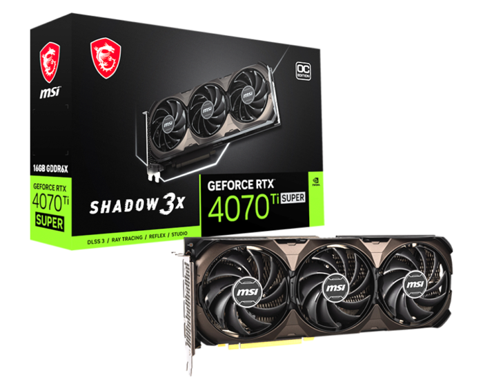 MSI Geforce RTX 4070 TI Super 16GB GDDR6X Shadow 3X OC GPU - Image 1