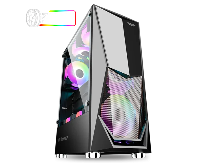 Armageddon Tritron 1 Dual Chamber Tempered Glass Side Panel Gaming PC Chassis Case | Free 3 ARGB Fan - Image 1