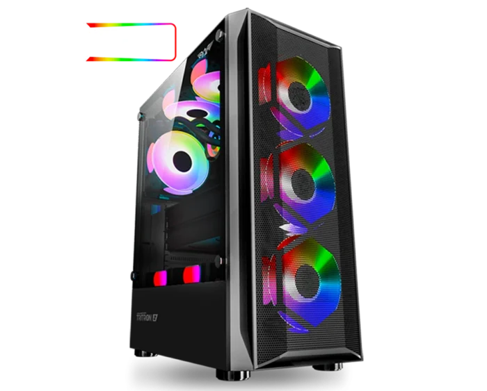 CASARM0014-BLACK-ATX-2 Armaggeddon Tritron 2 Dual Chamber Tempered Glass Side Panel Gaming PC Chassis Case | Free 3 ARGB Fan - Image 1