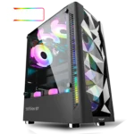 Armaggeddon Tritron 3 Dual Chamber Tempered Glass Side Panel Gaming PC Chassis Case | Free 3 ARGB Fan