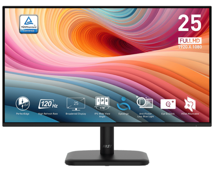 MSI PRO MP251L E2 24.5" Inch 120Hz 1ms FHD Ultra Slim Frameless Monitor - Image 1