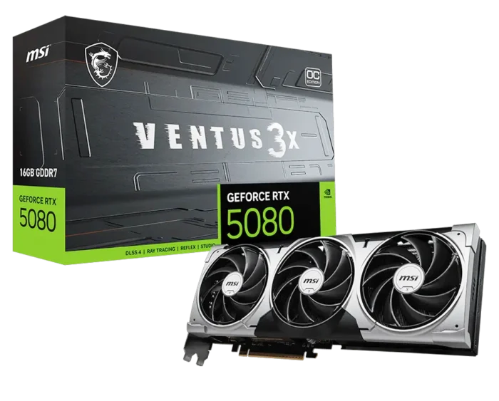 MSI RTX™ 5080 16GB MSI GeForce RTX™ 5080 16GB VENTUS 3X OC Graphic Card - Image 1