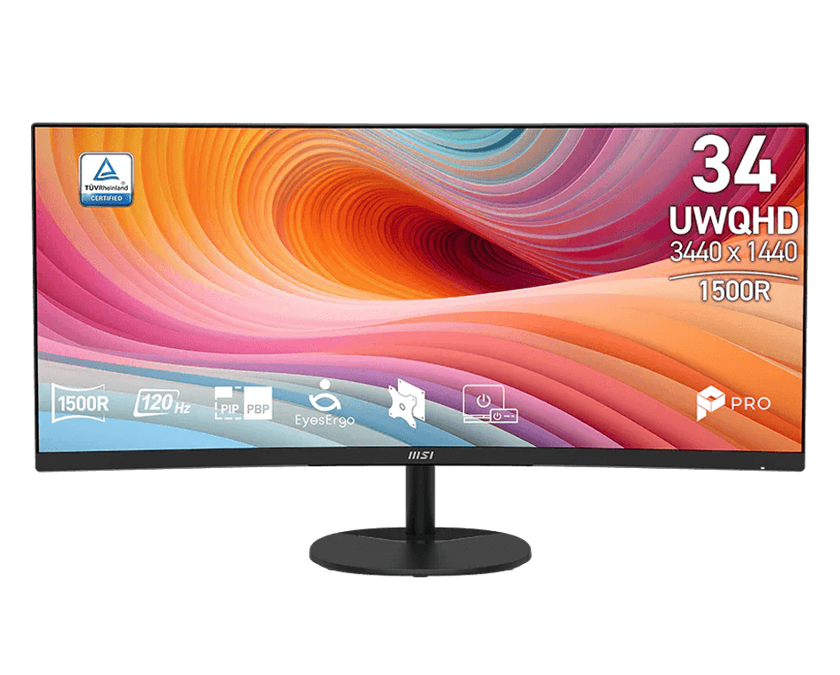34 MSI PRO MP341CQ E12 34' Inch UWQHD (3440 X 1440) 120Hz Business & Productivity Monitor - Image 1