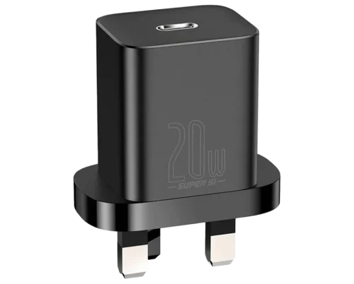 Baseus 20W Super Si Quick Charger 1C UK Black With Baseus Simple Wisdom Data Cable