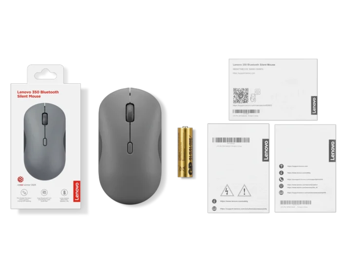 Lenovo 350 Silent Bluetooth Mouse (Luna Grey) - Image 6