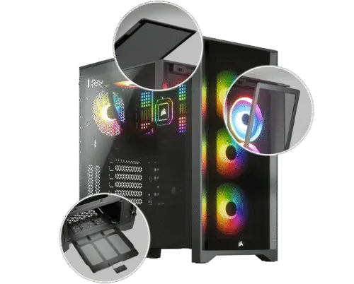 CORSAIR iCUE 4000X RGB Tempered Glass Mid-Tower ATX Case-Black - Image 4