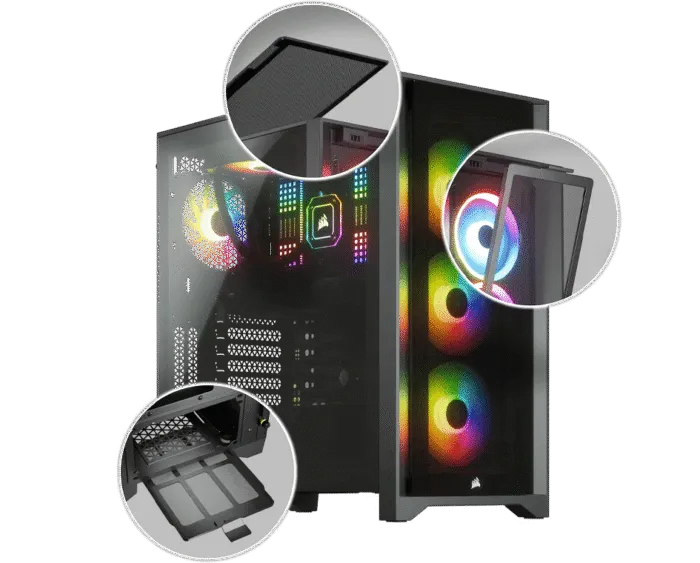 CORSAIR iCUE 4000X RGB Tempered Glass Mid-Tower ATX Case-Black - Image 4