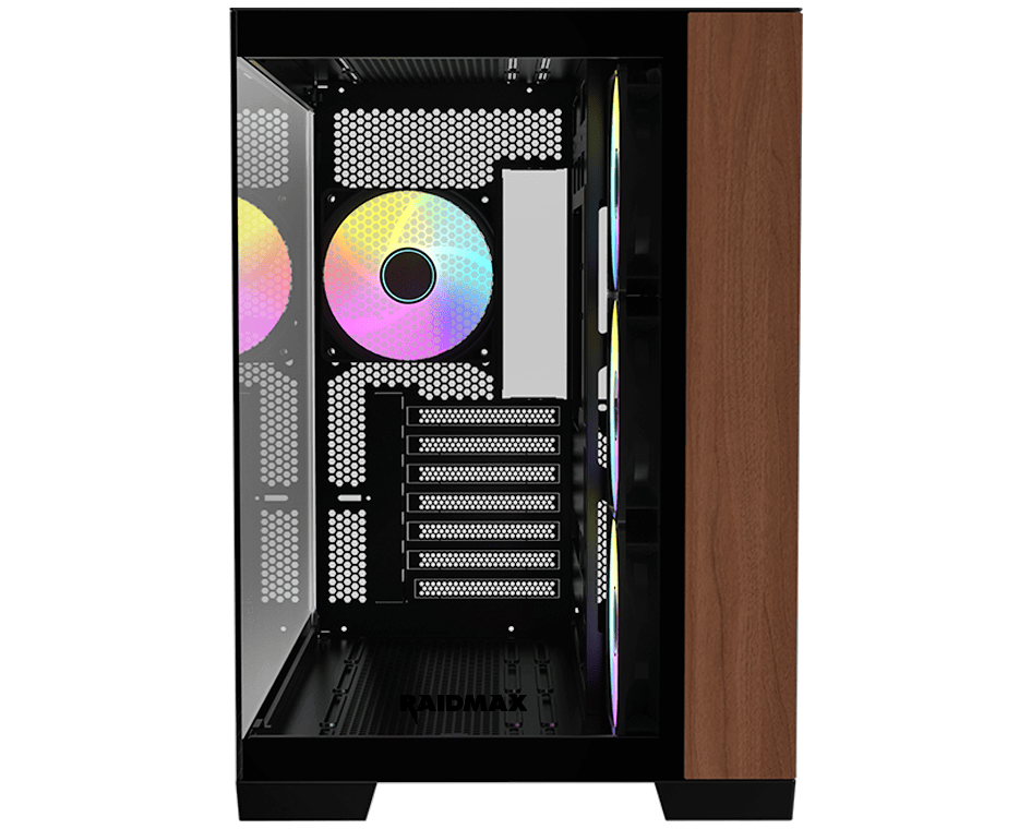 RAIDMAX I610 INFINITA CASE WOOD-3 RAIDMAX INFINITA i610 Wood Black ARGB Mid-Tower Case - Image 1